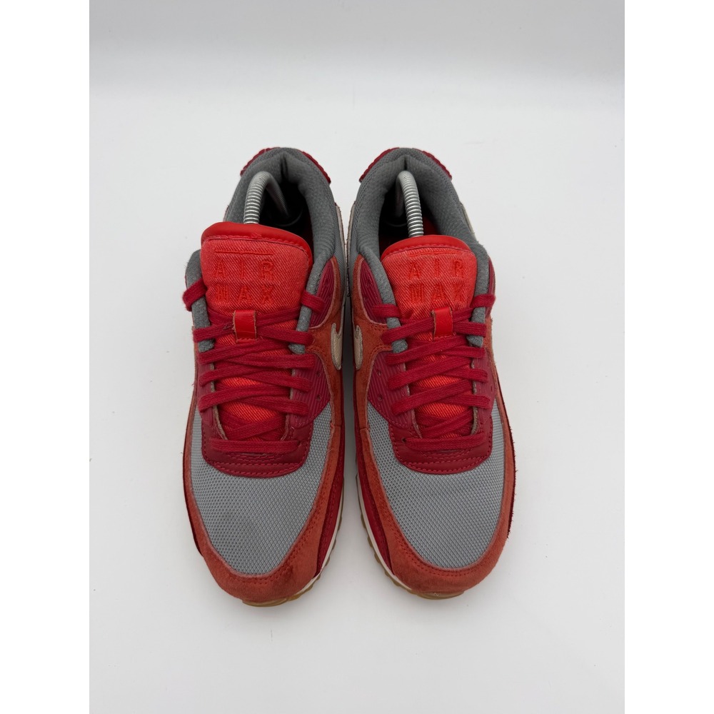 Nike Air Max 90 Mens Shoes Gym Red Grey Gum Sole DH4621-600 Size 9 - Picture 2 of 8